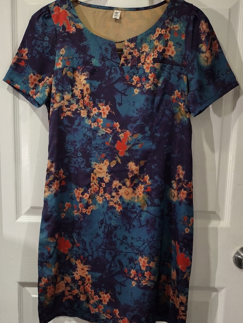 Navy and Teal Floral Mini Dress